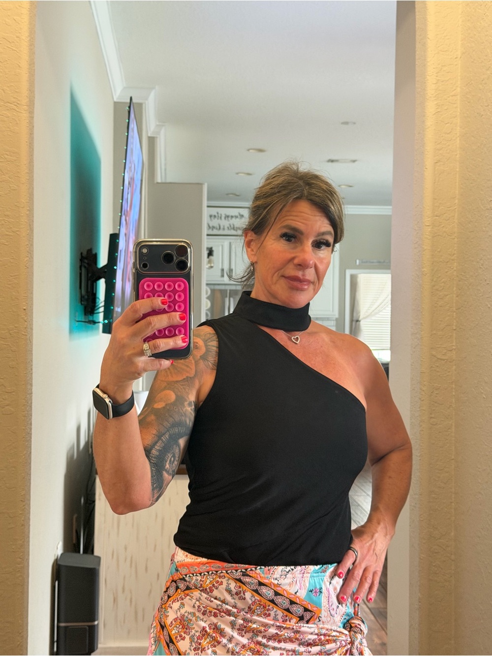 INC International Concepts Black Stretch Knit Top